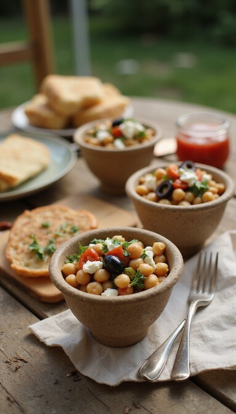 Mediterranean Chickpea Salad In Rustic Cups