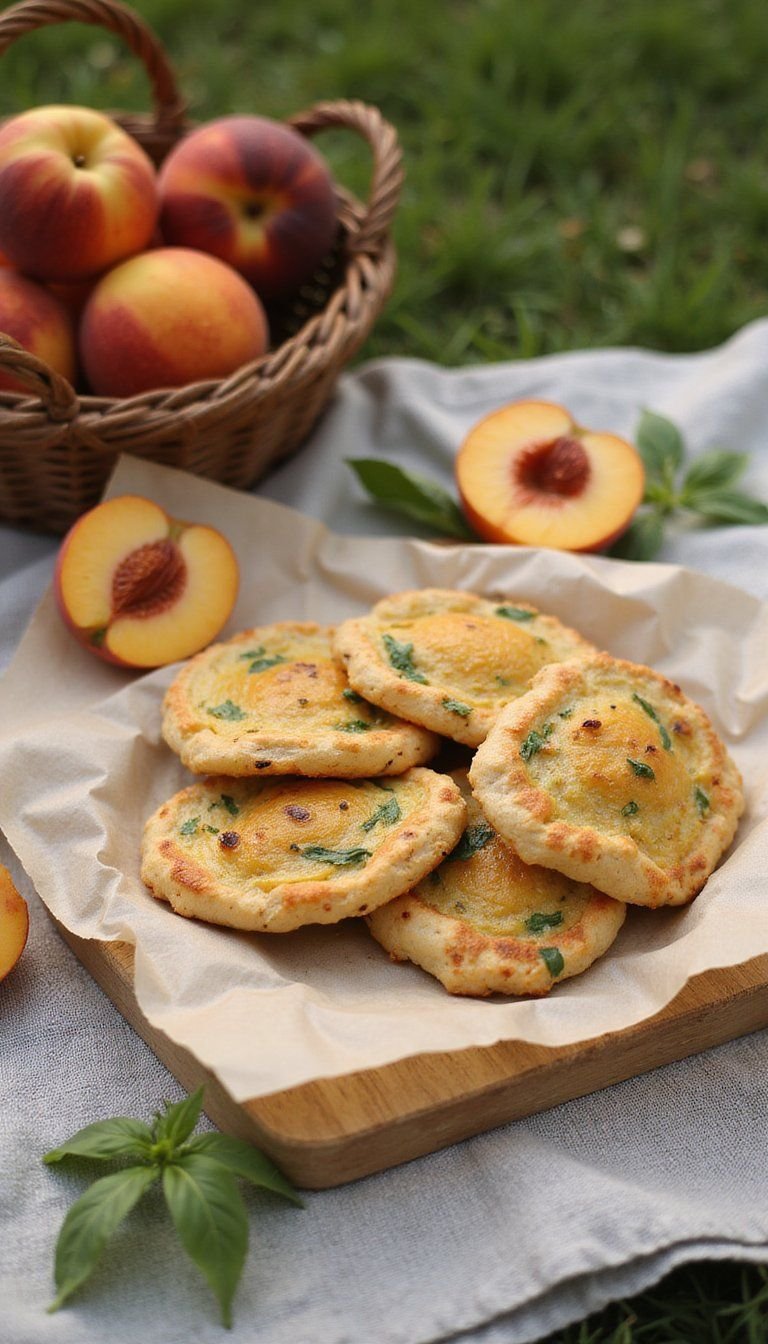 Peach Basil Galette Handheld Pastries For Outdoor Picnics