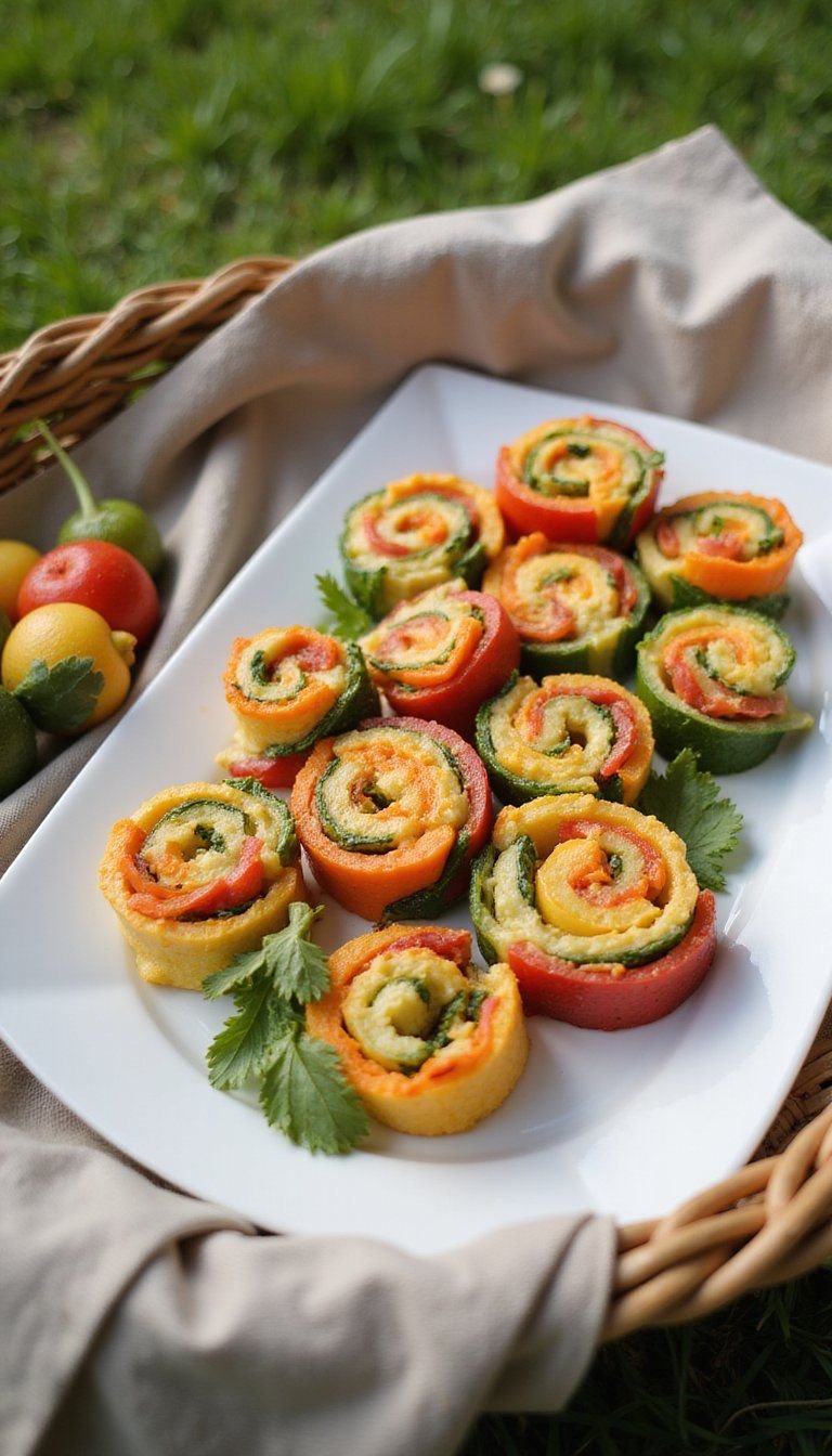 Rainbow Veggie Pinwheels With Hummus Spread