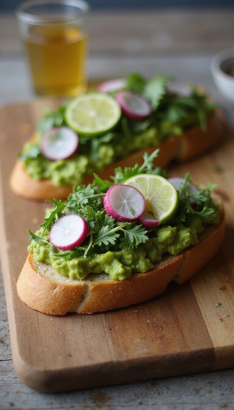 Pea Shoot Avocado Toast Salad For Brunch