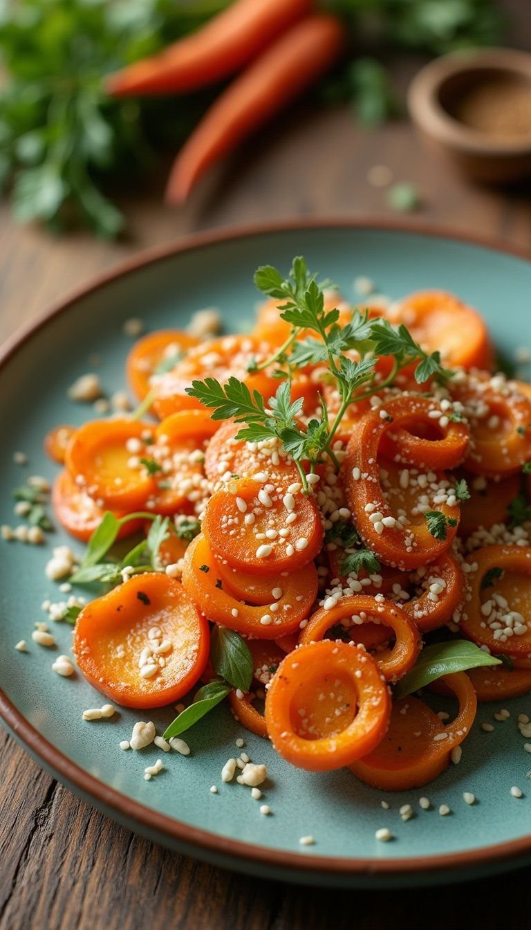 Roasted Carrot Ribbon Salad With Tahini Drizzle