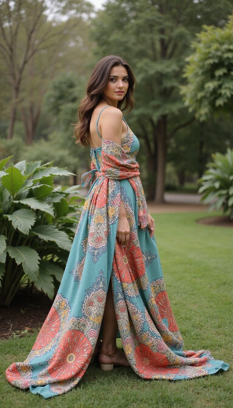 Mixed Print Wrap Dress For Garden Vibes