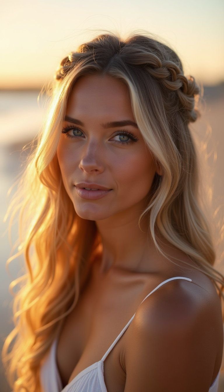 Boho Half-Up Stitch Braid With Waves