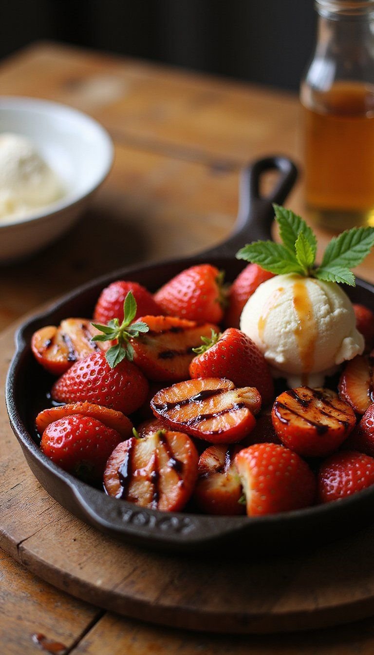 Grilled Strawberries With Balsamic Honey Drizzle