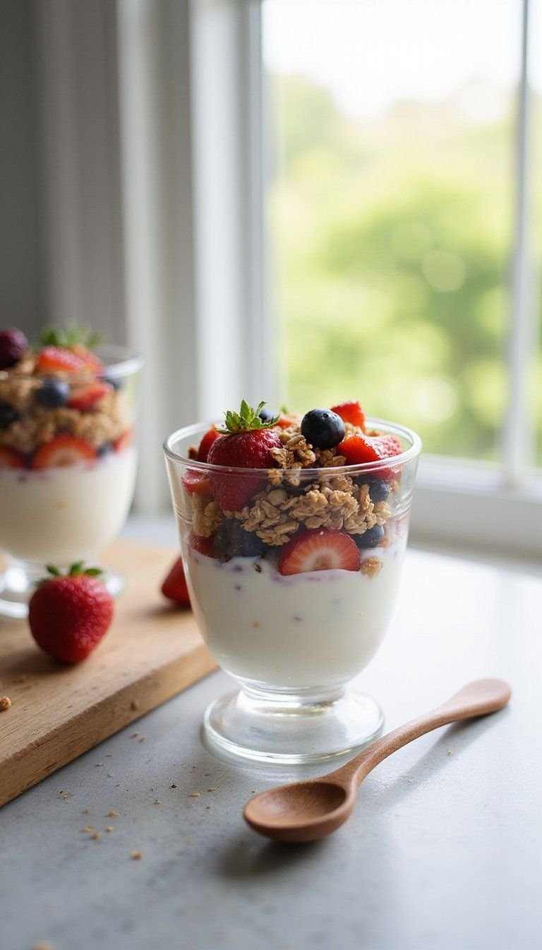 Strawberry Honey Yogurt Parfait Bowls For Breakfast