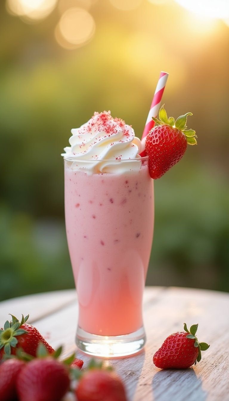 Strawberry Milkshake Floats With Sparkling Rosé Twist