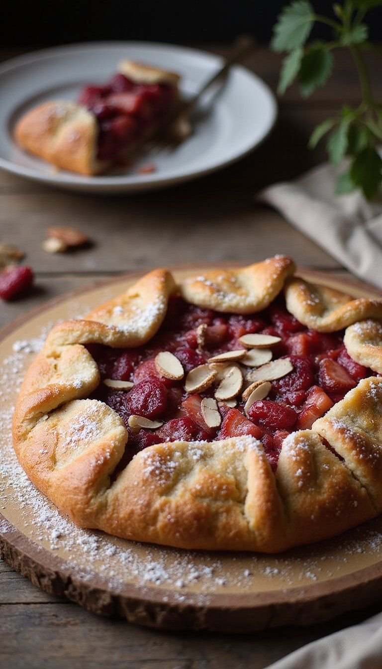 Strawberry Rhubarb Rustic Galette With Almond Glaze