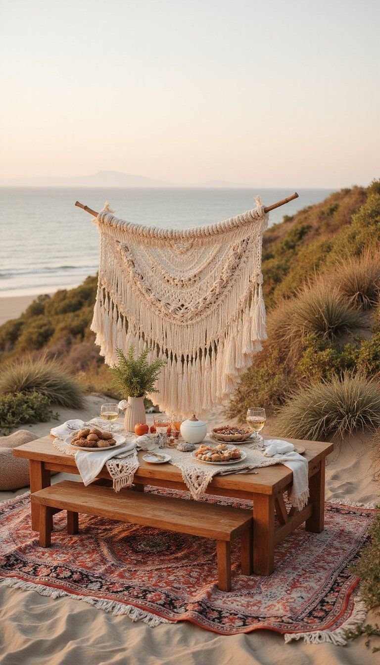 Boho Beach Picnic With Macramé Details
