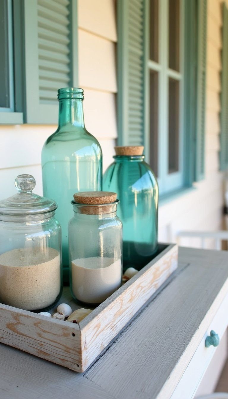 Coastal Glass Float And Beachy Tray Arrangement