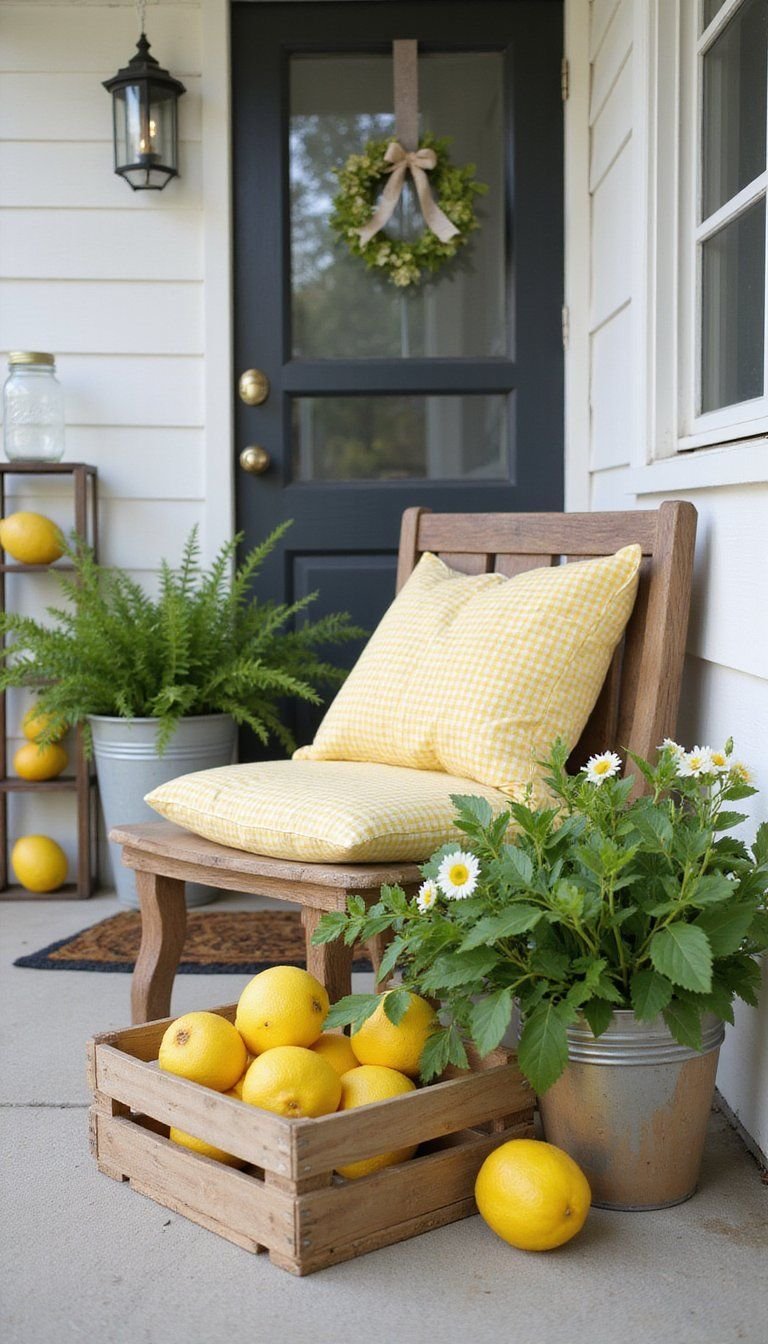 Lemon And Citrus Themed Front Porch Display