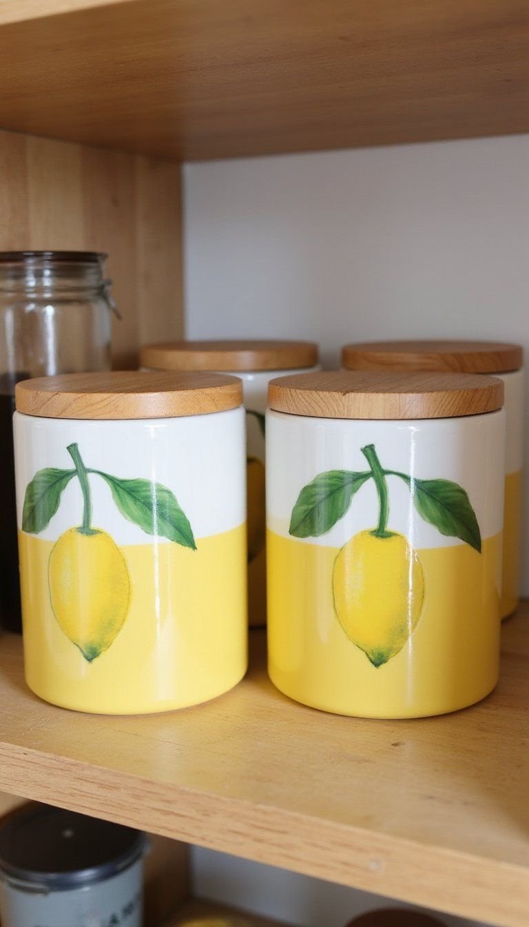 Hand-Painted Lemon Canisters For Pantry Organization