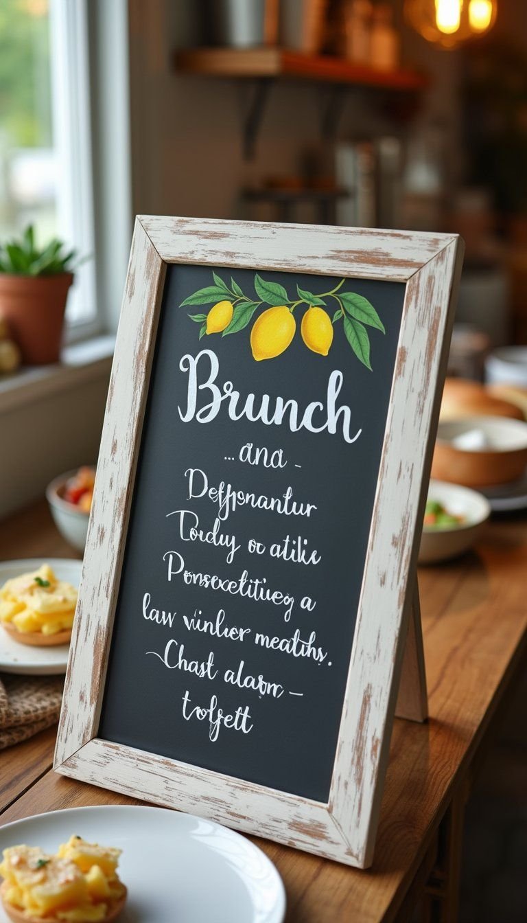 Lemon Motif Chalkboard Menu For Weekend Brunch