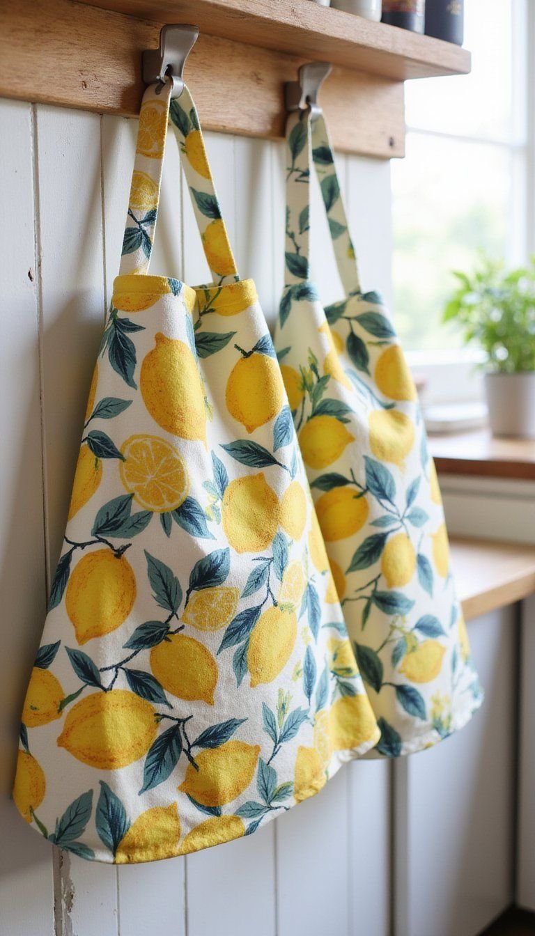 Lemon-Patterned Aprons For Family Cooking Nights