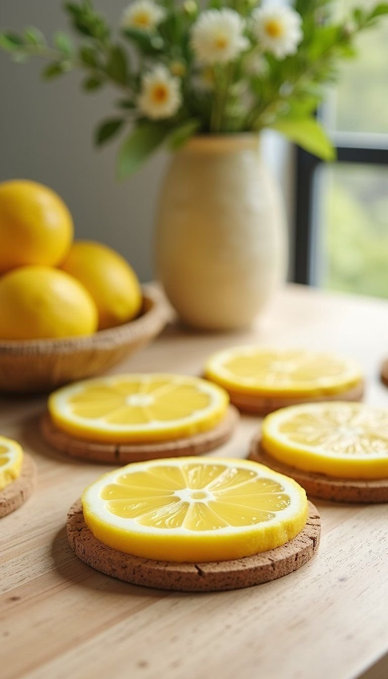 Lemon Slice Coasters For Summer Drink Protectors
