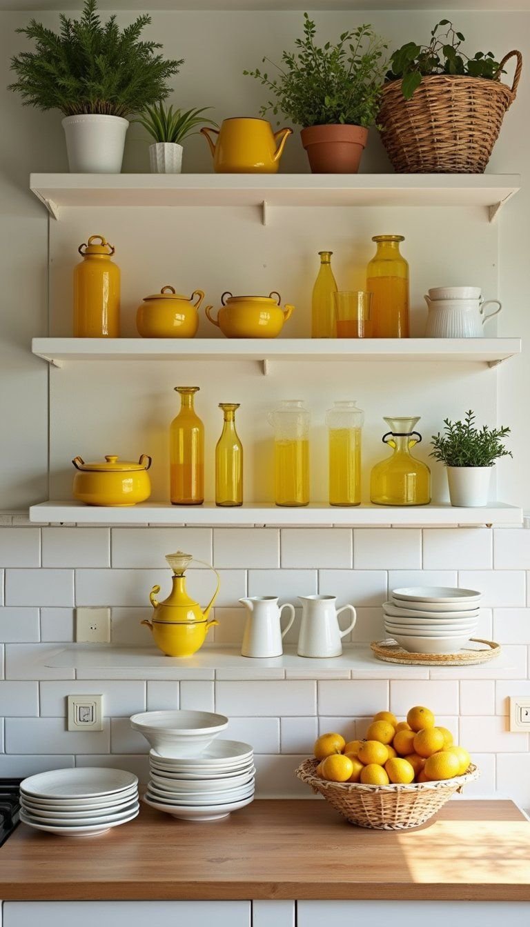 Lemon-Themed Open Shelves With Playful Accents