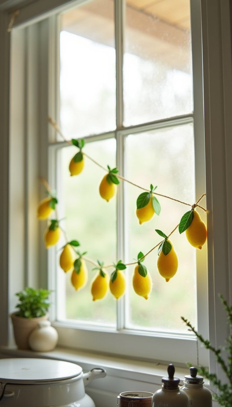 Mini Lemon Bunting Over Kitchen Window