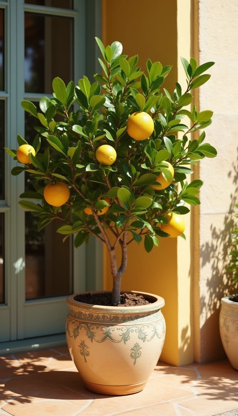 Dwarf Citrus Trees In Stylish Containers