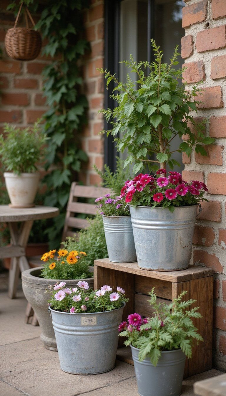 Recycled Container Upcycle Rustic Patio Display