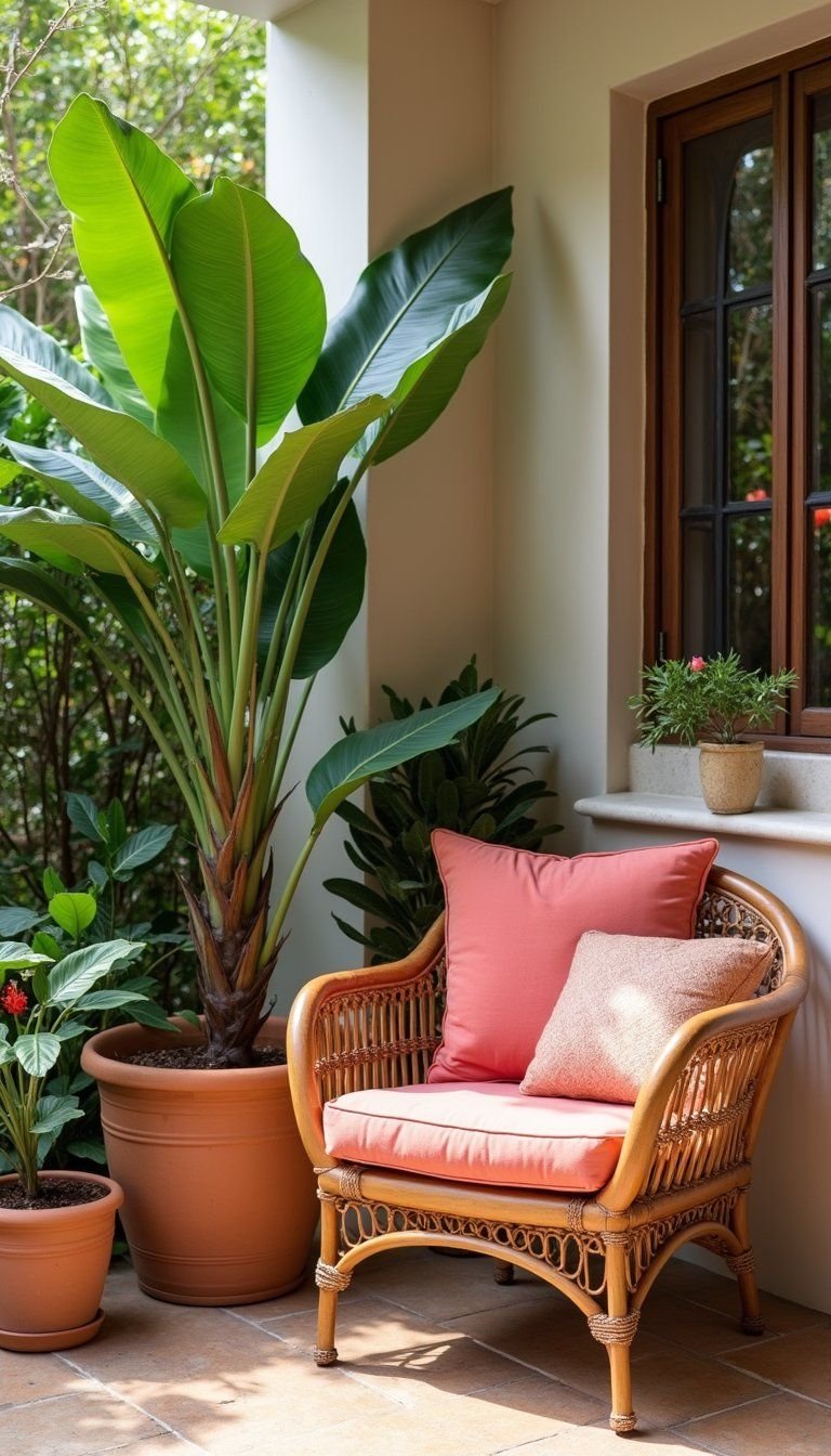 Tropical Palm And Hibiscus Container Corner