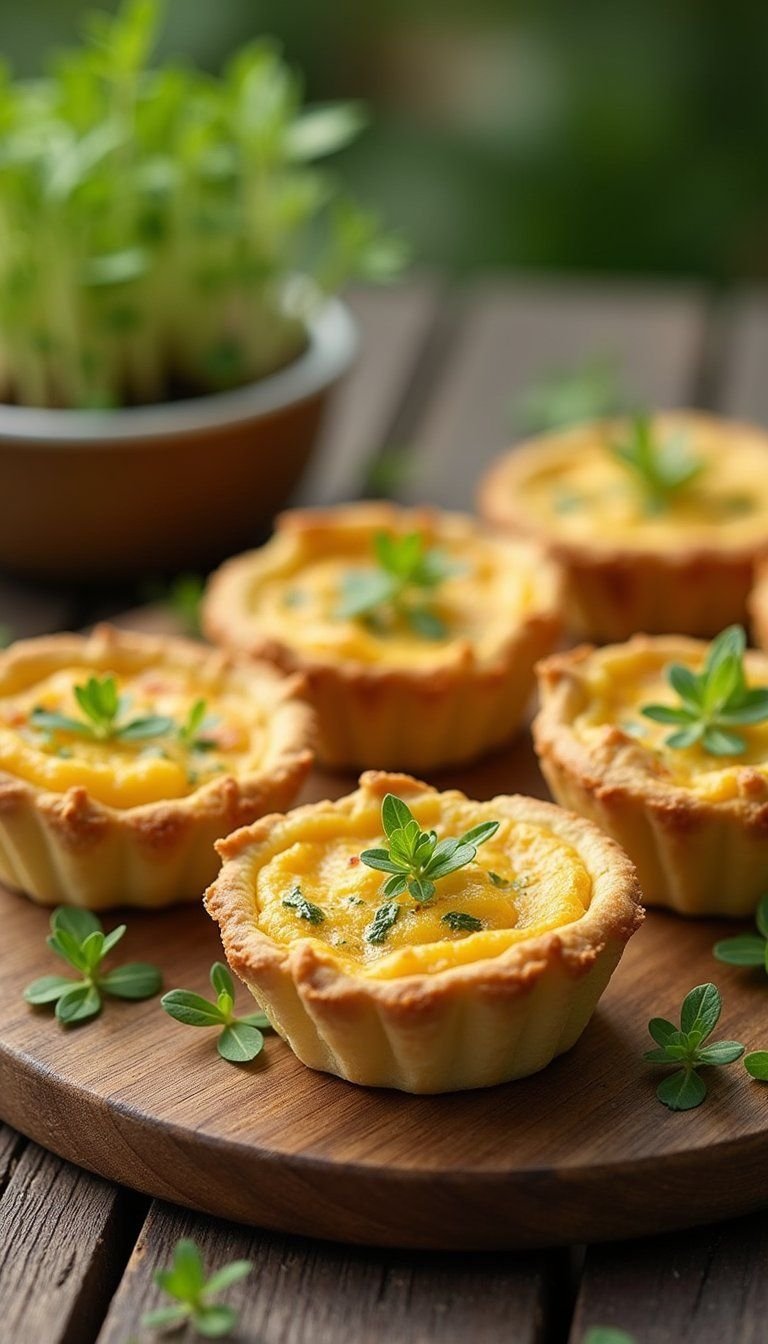 Mini Savory Quiche Tartlets on Picnic Platter