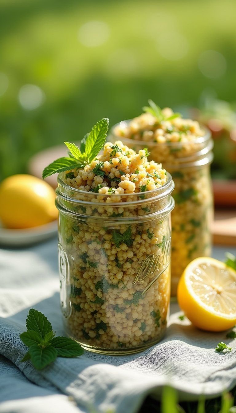 Quinoa Tabbouleh Mason Jars for Easy Transport