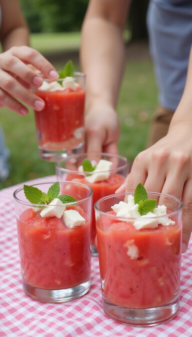 Watermelon, Feta, and Mint Picnic Salad Cups