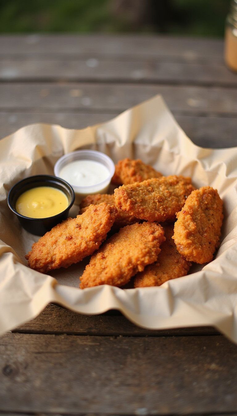 Crispy Chicken Tenders With Honey Mustard Dips