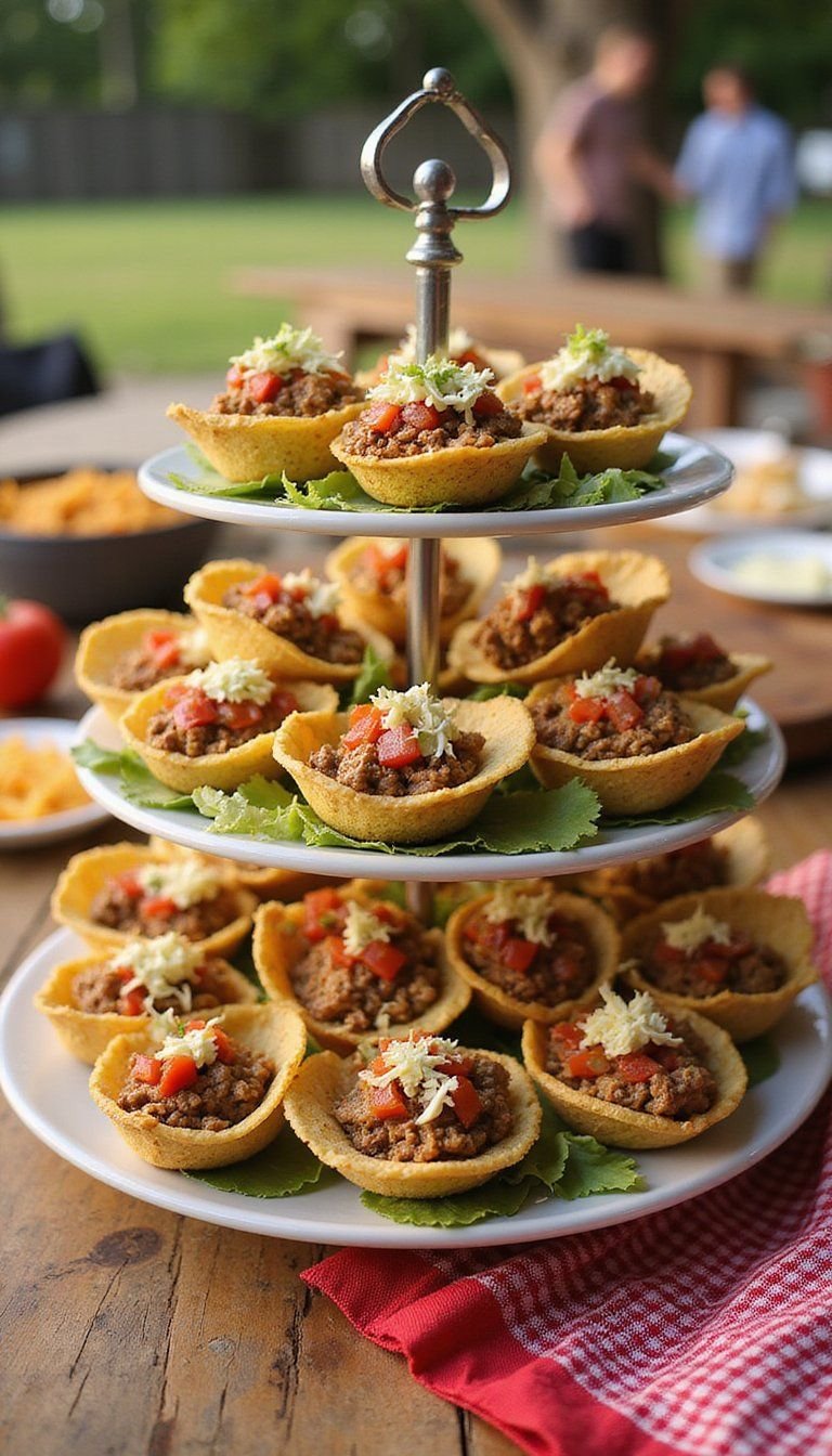 DIY Taco Cups With Seasoned Beef And Fixings