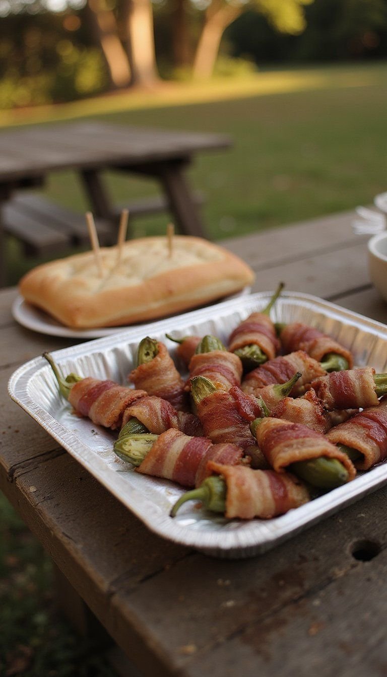 Stuffed Jalapeño Poppers Wrapped In Bacon
