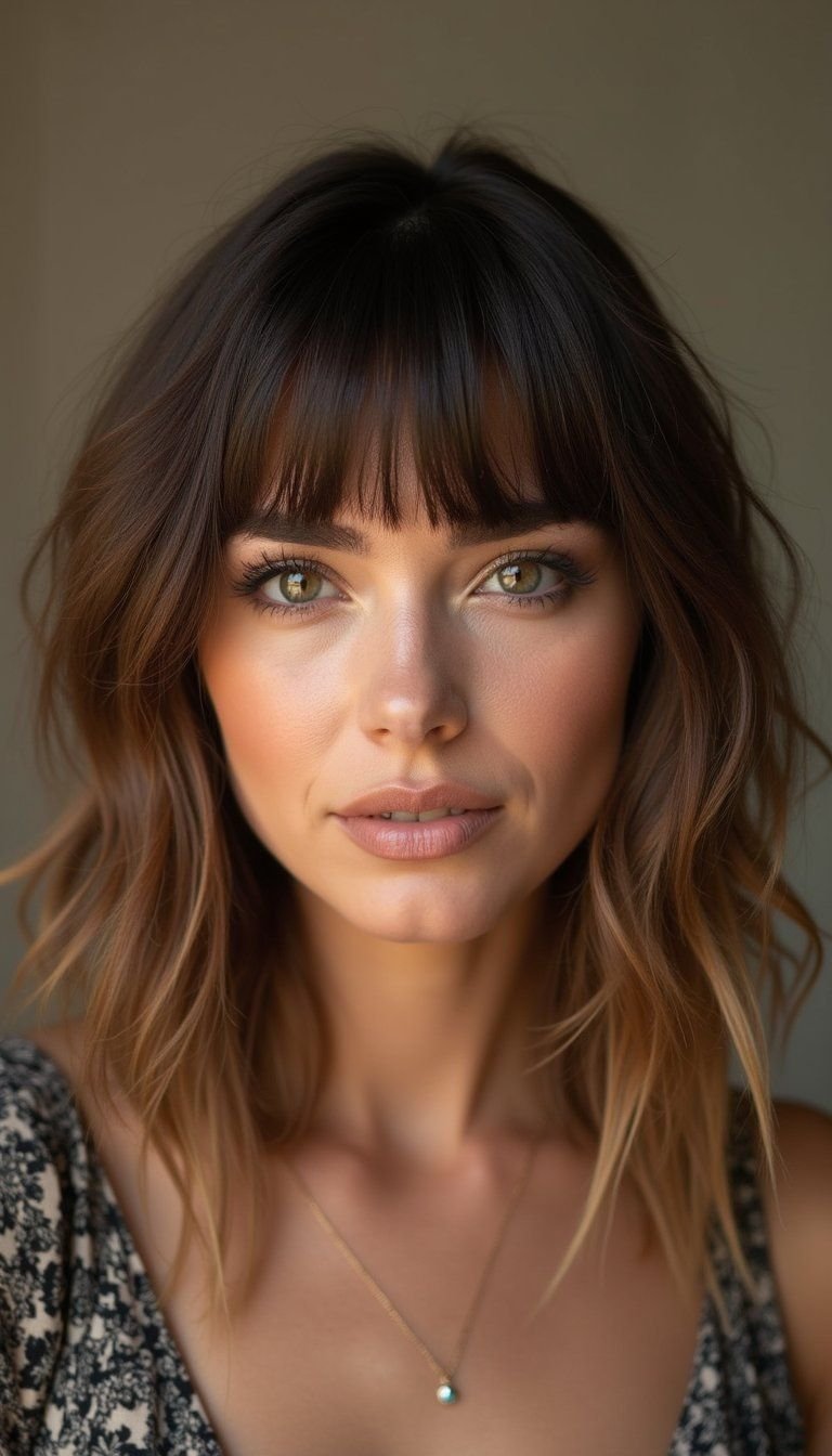Blunt Bangs With Textured Lob For Drama