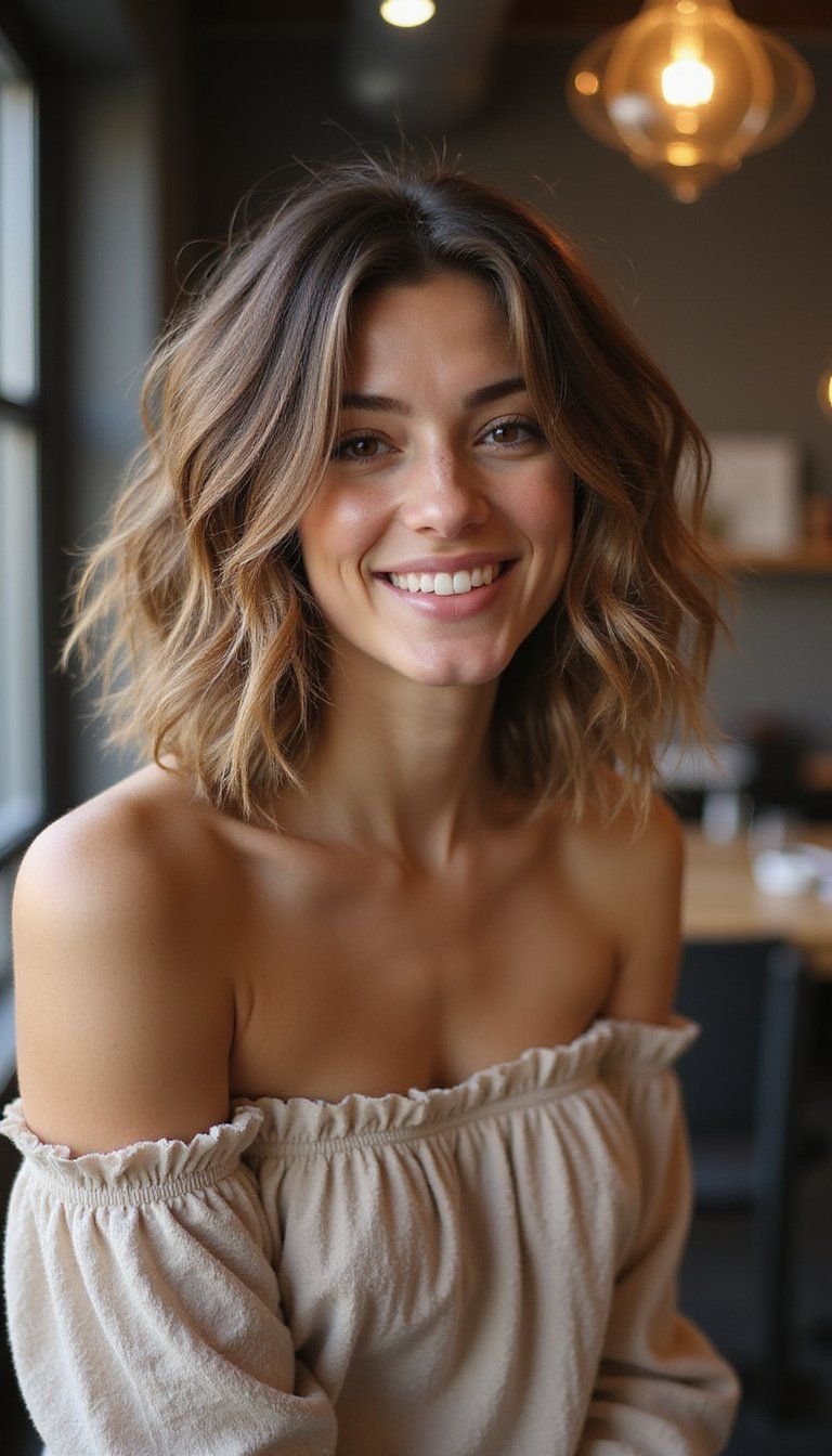 Shaggy Textured Lob With Feathered Ends