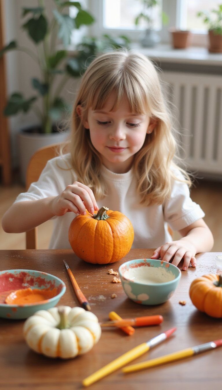 Mini Pumpkin Decorating with Washable Paints