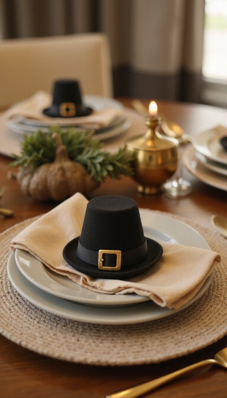 Pilgrim Hat Napkin Rings Made from Cardstock