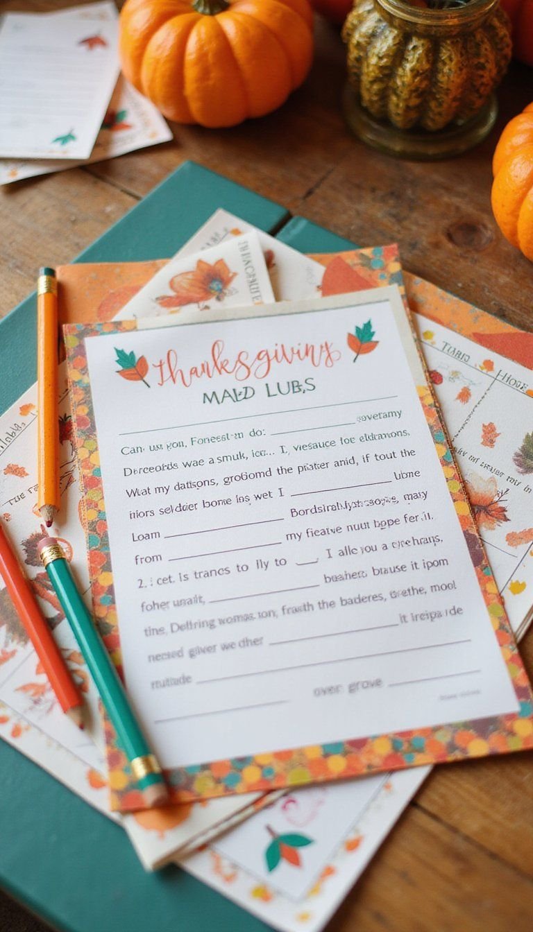 Thanksgiving Mad Libs Story Cards Printable Pack