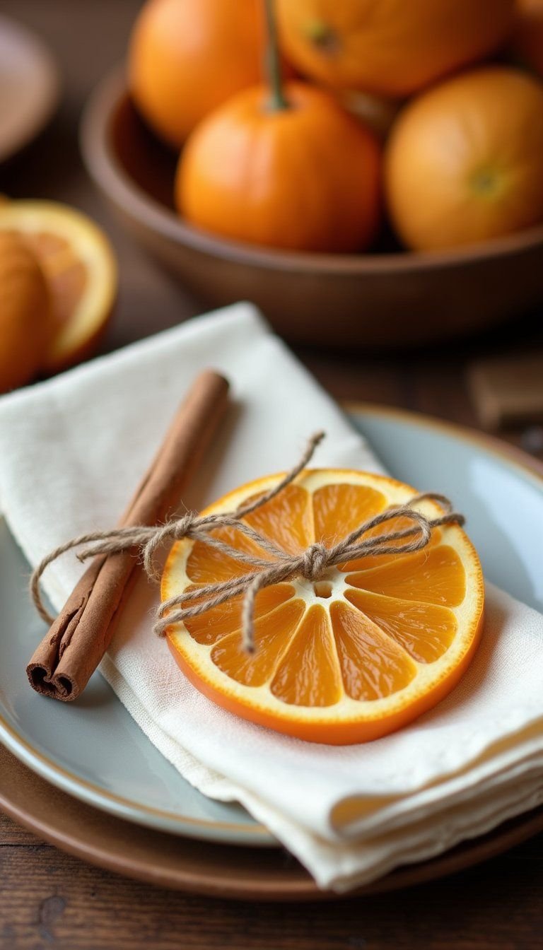 Dried Orange Slice Place Cards With Cinnamon Accent