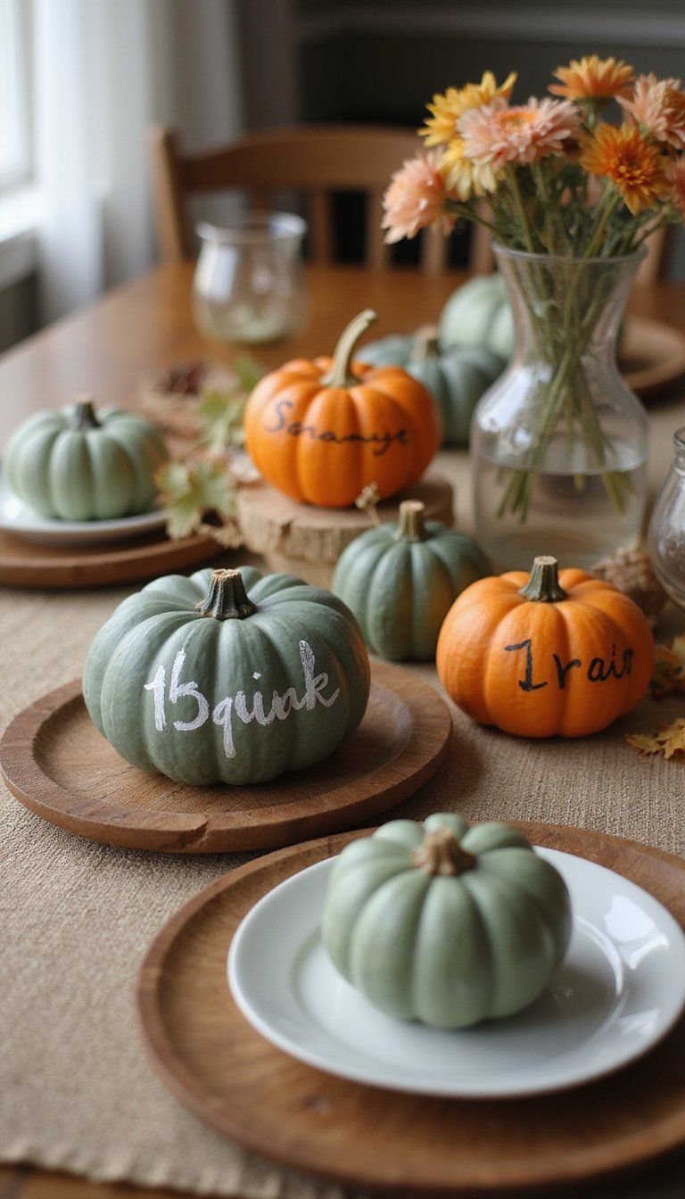 Mini Pumpkin Chalkboard Place Cards For Thanksgiving