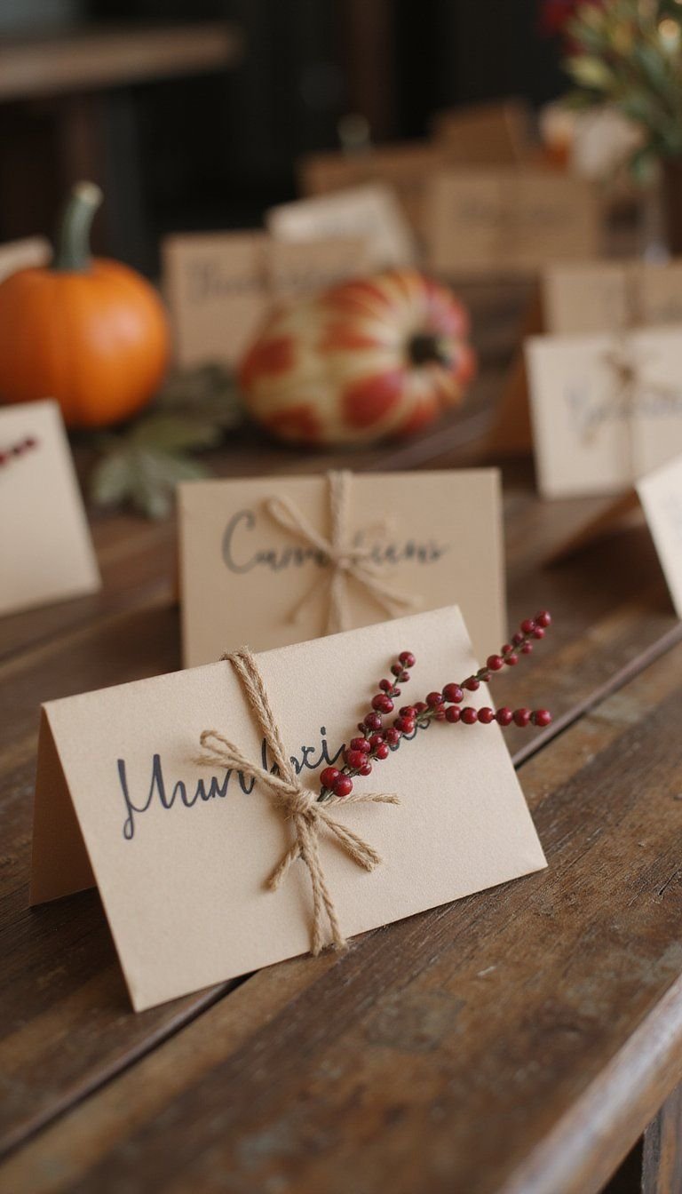 Rustic Twine And Kraft Paper Folded Name Cards