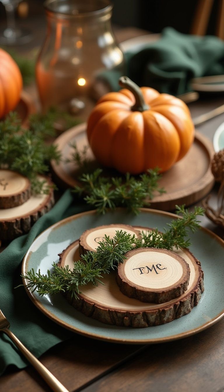 Wood Slice Burned Name Place Holders With Rustic Charm