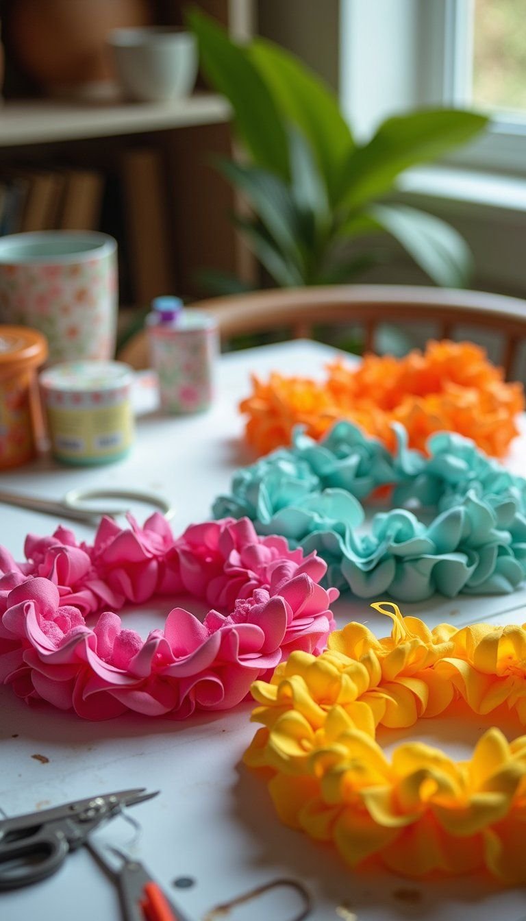 DIY Paper Flower Leis In Bright Colors