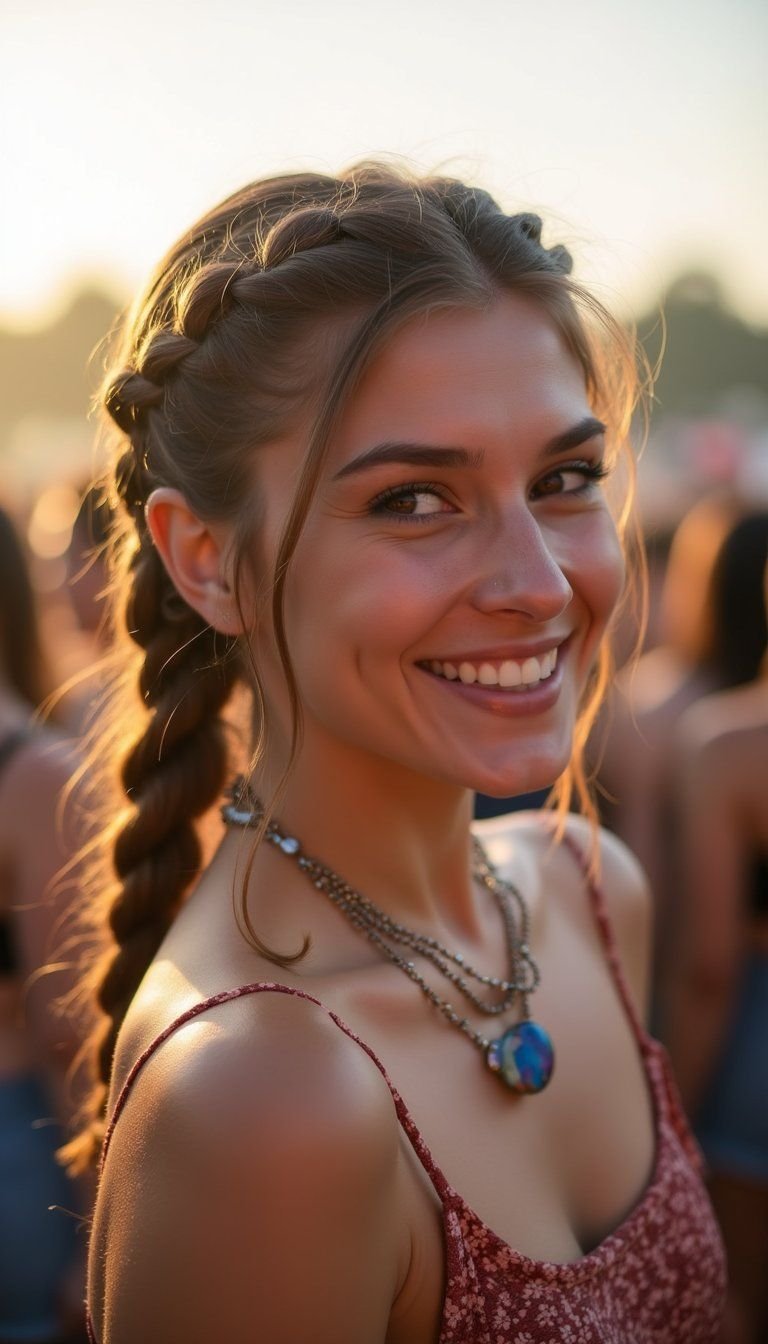 Festival Twisted Low Updo With Braided Sections