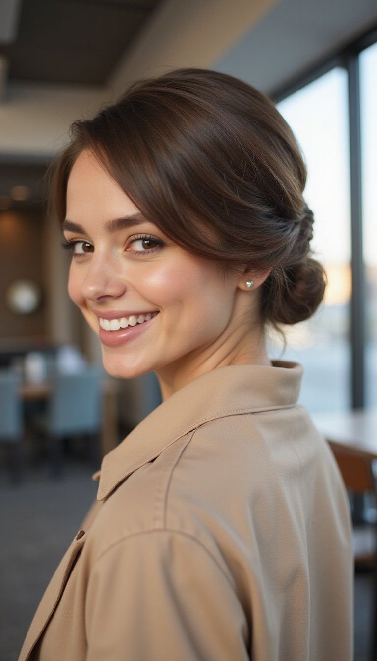 Sleek Professional Twisted Low Updo For Office