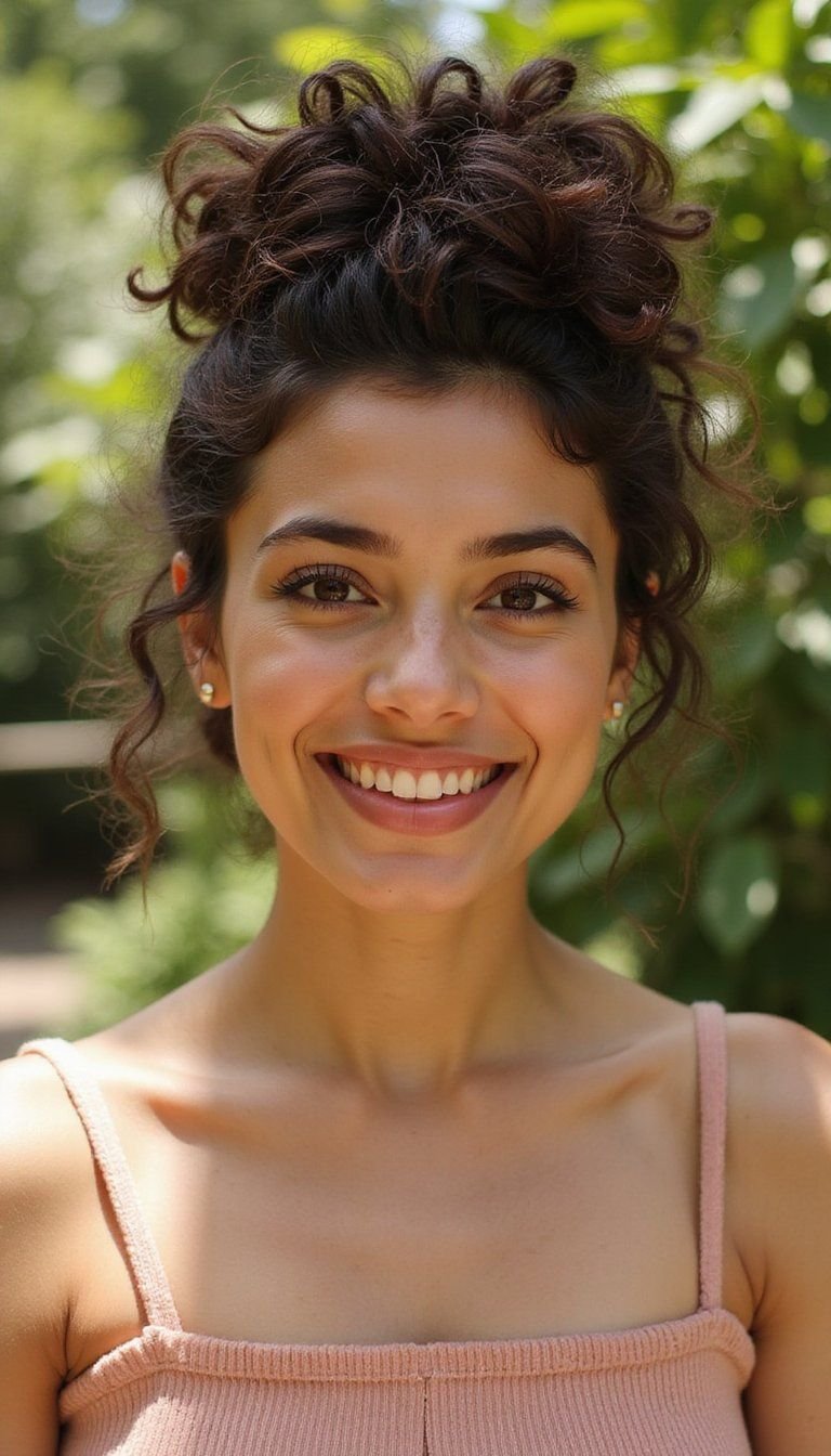 Textured Twisted Low Updo For Curly Hair