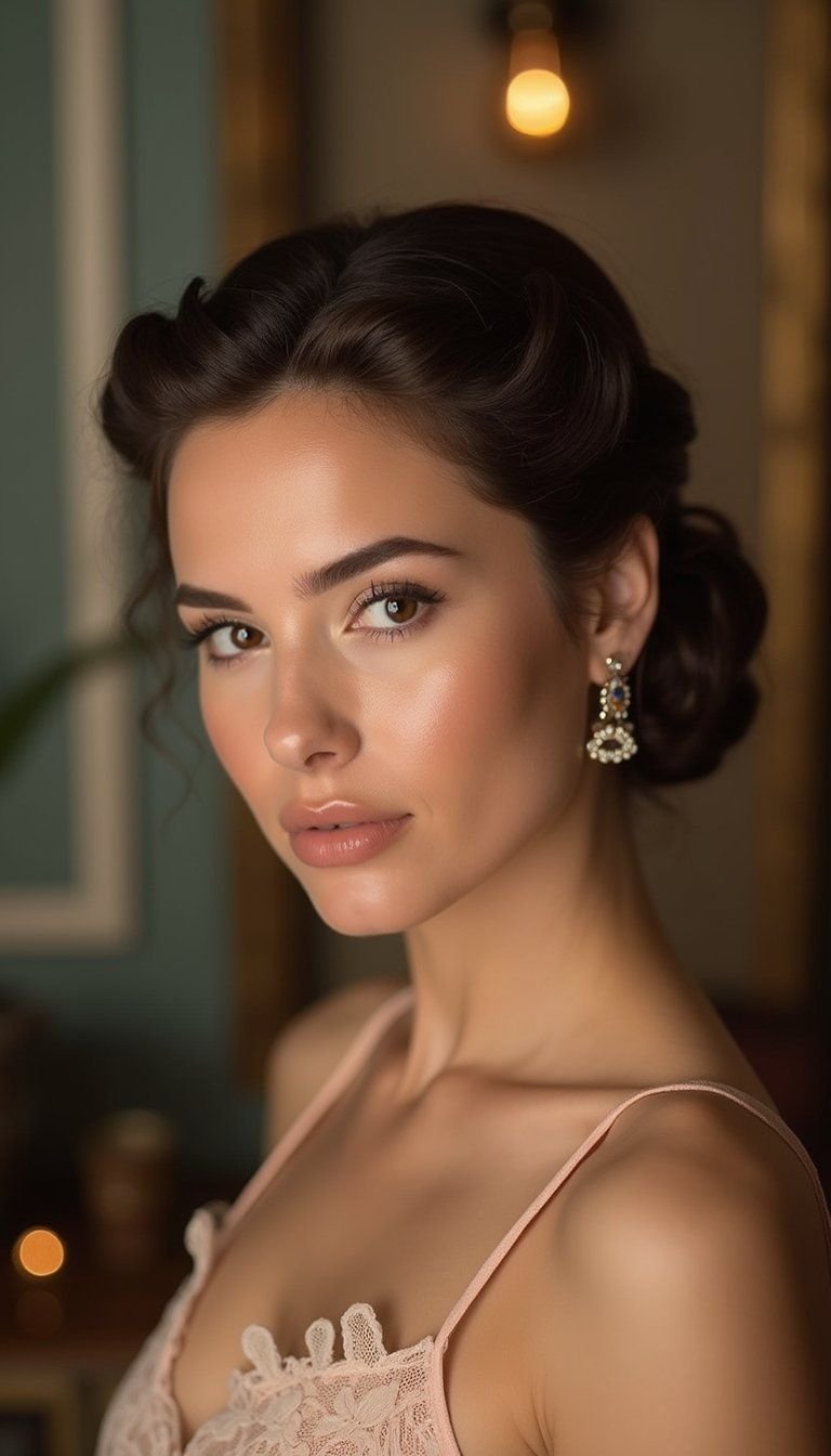 Vintage Twisted Low Knot With Finger Waves