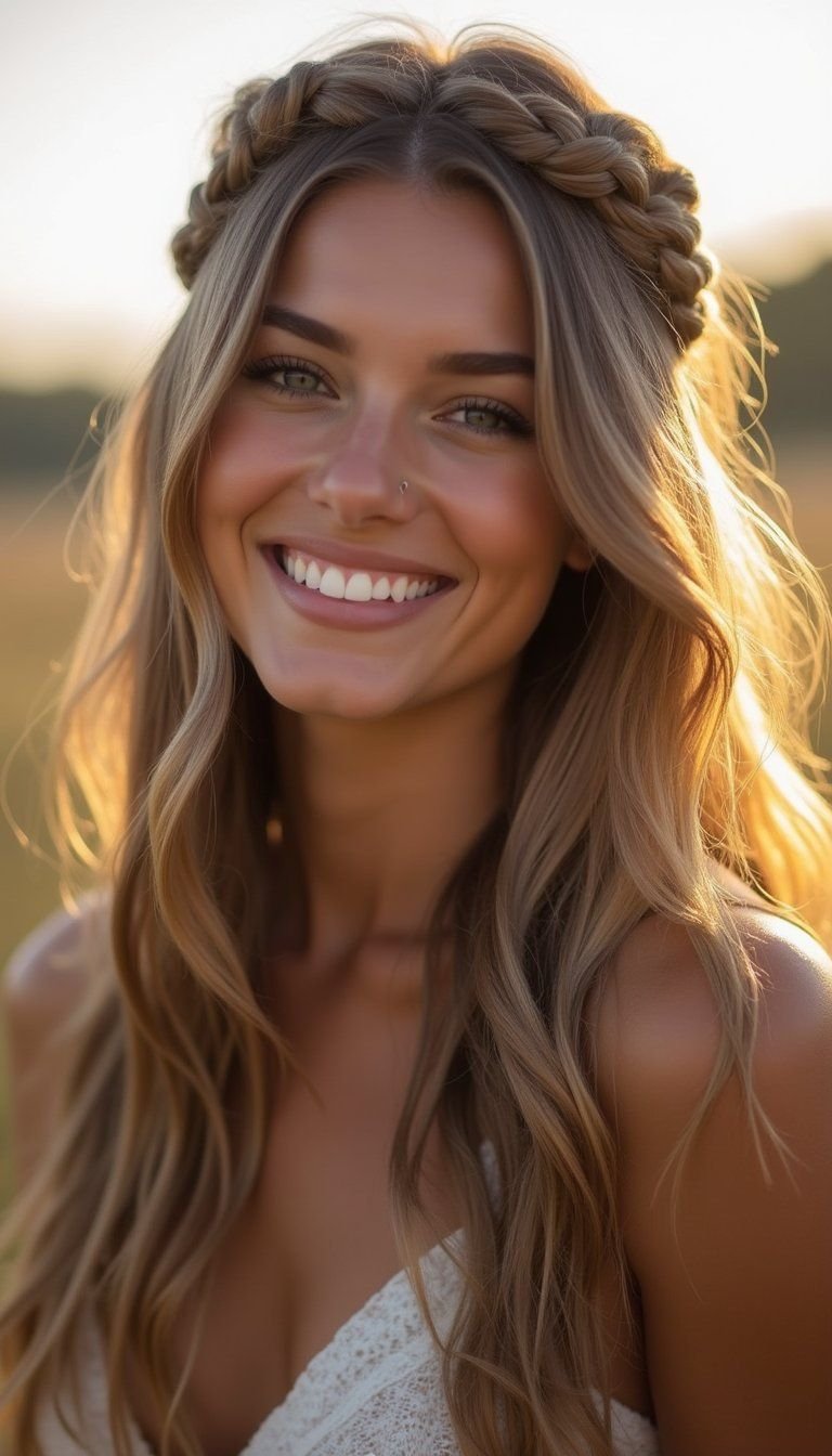 Braided Crown Accents On V-Cut Layers