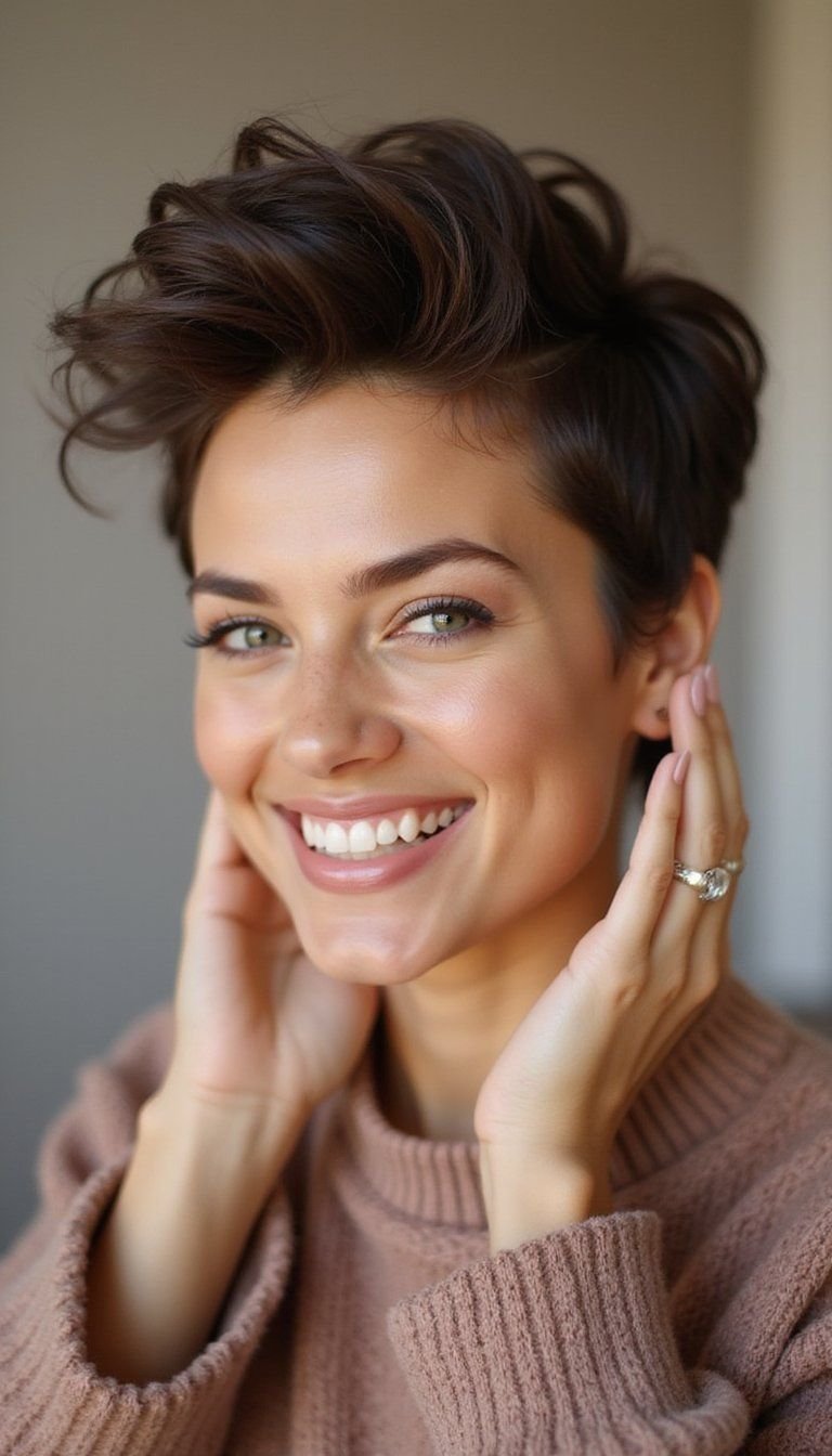 Voluminous Pixie-Length Velcro Roller Blowout With Lifted Crown