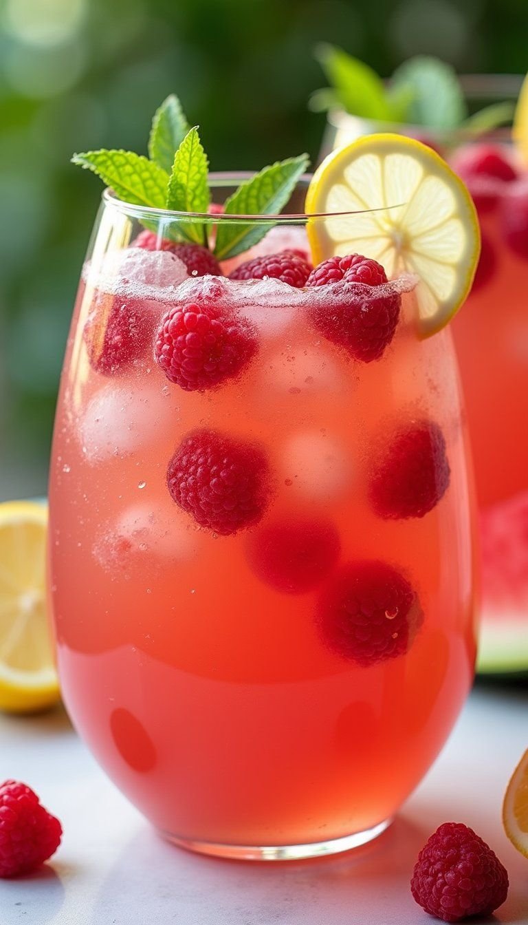Sparkling Watermelon Raspberry Party Punch Bowl