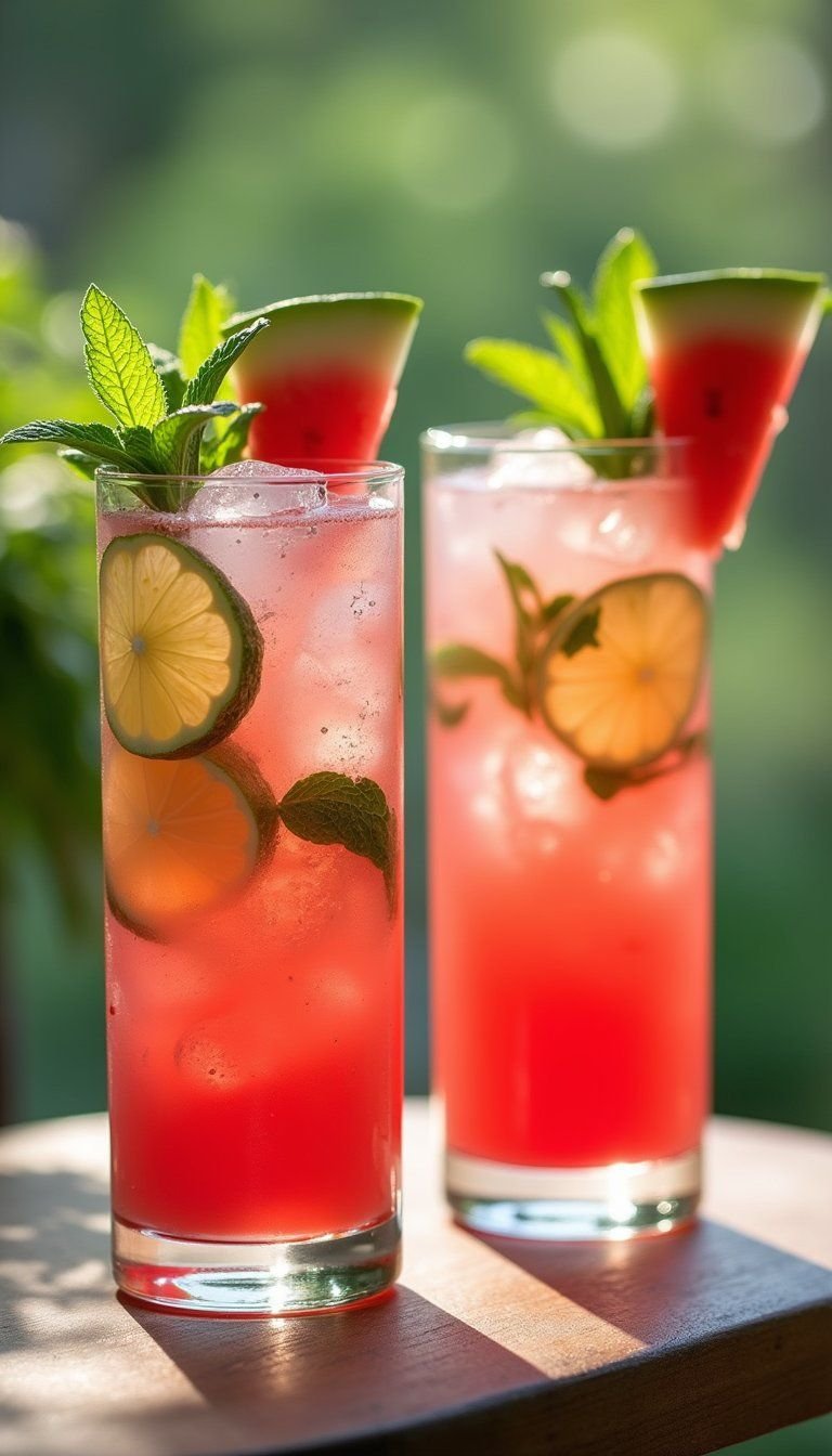 Watermelon Mojito Mocktails With Fresh Mint