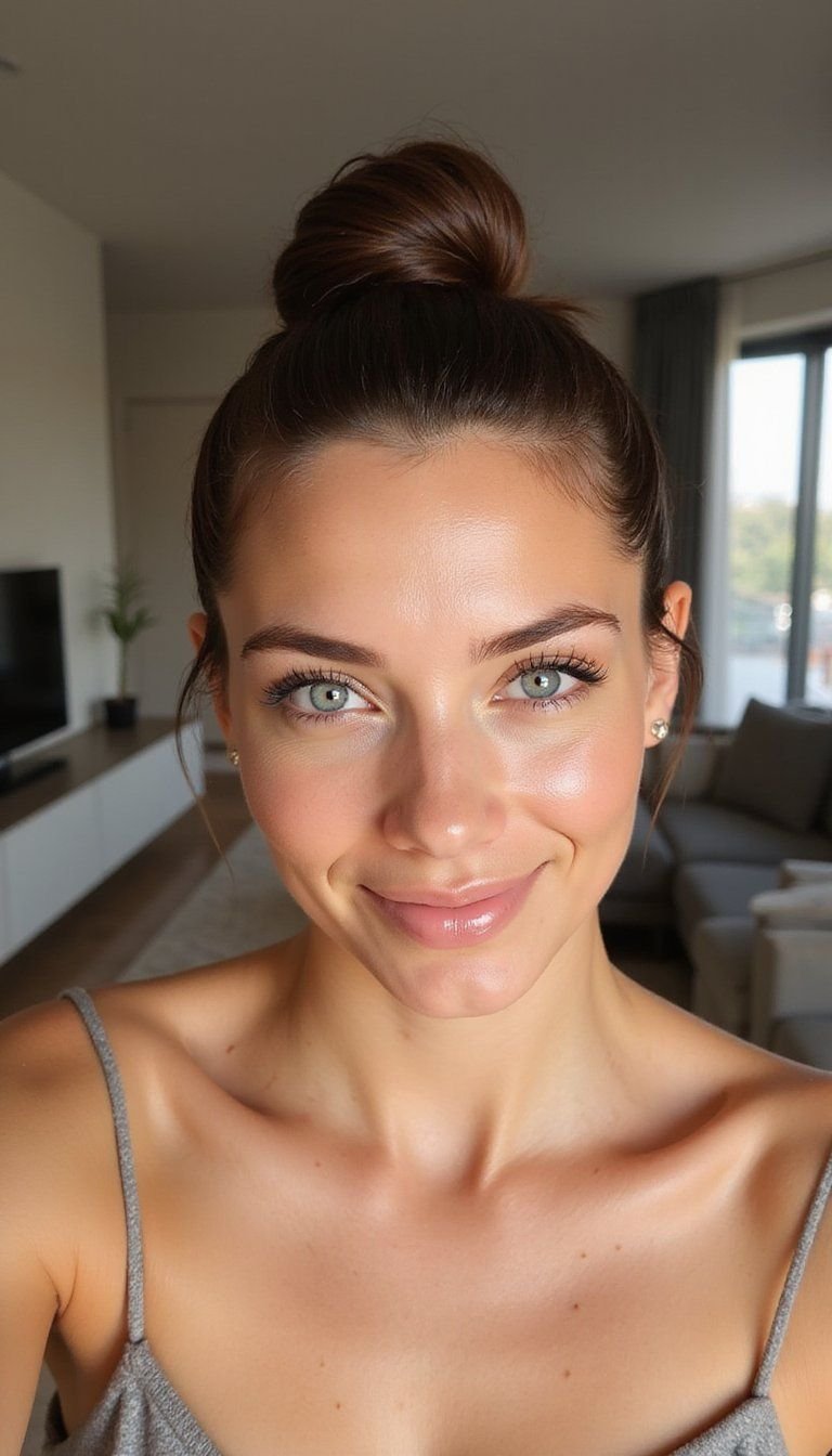 Sleek Wet Top Knot For Busy Chic Mornings