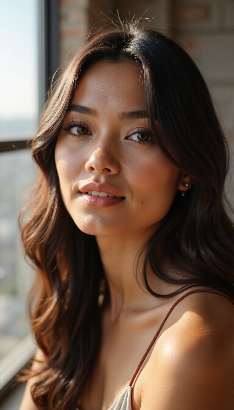 Wet Look Long Layers With High Shine Effect