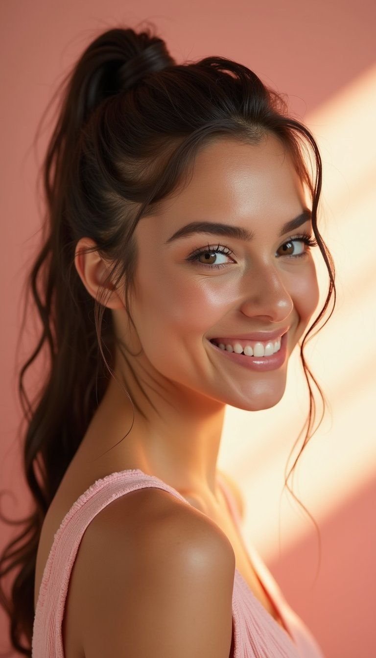 Wet Look Low Bubble Ponytail For Playful Style